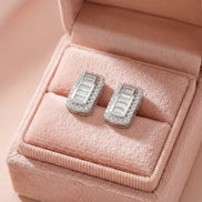 Imperial Baguette Halo Stud Earrings