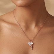 Amour Lock Heart & Key Pendant Necklace