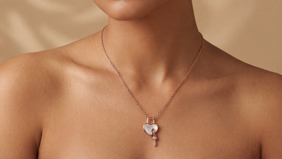 Amour Lock Heart & Key Pendant Necklace