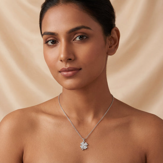 Lucky Clover Diamond Pendant Necklace