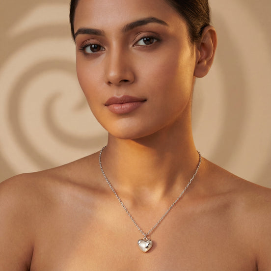 Serene Heart Pearl-Inspired Pendant Necklace