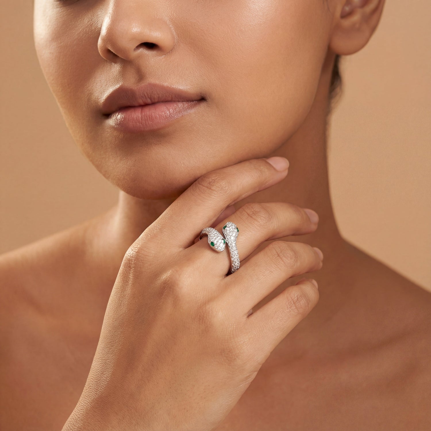 Emerald Serpent Icon Ring