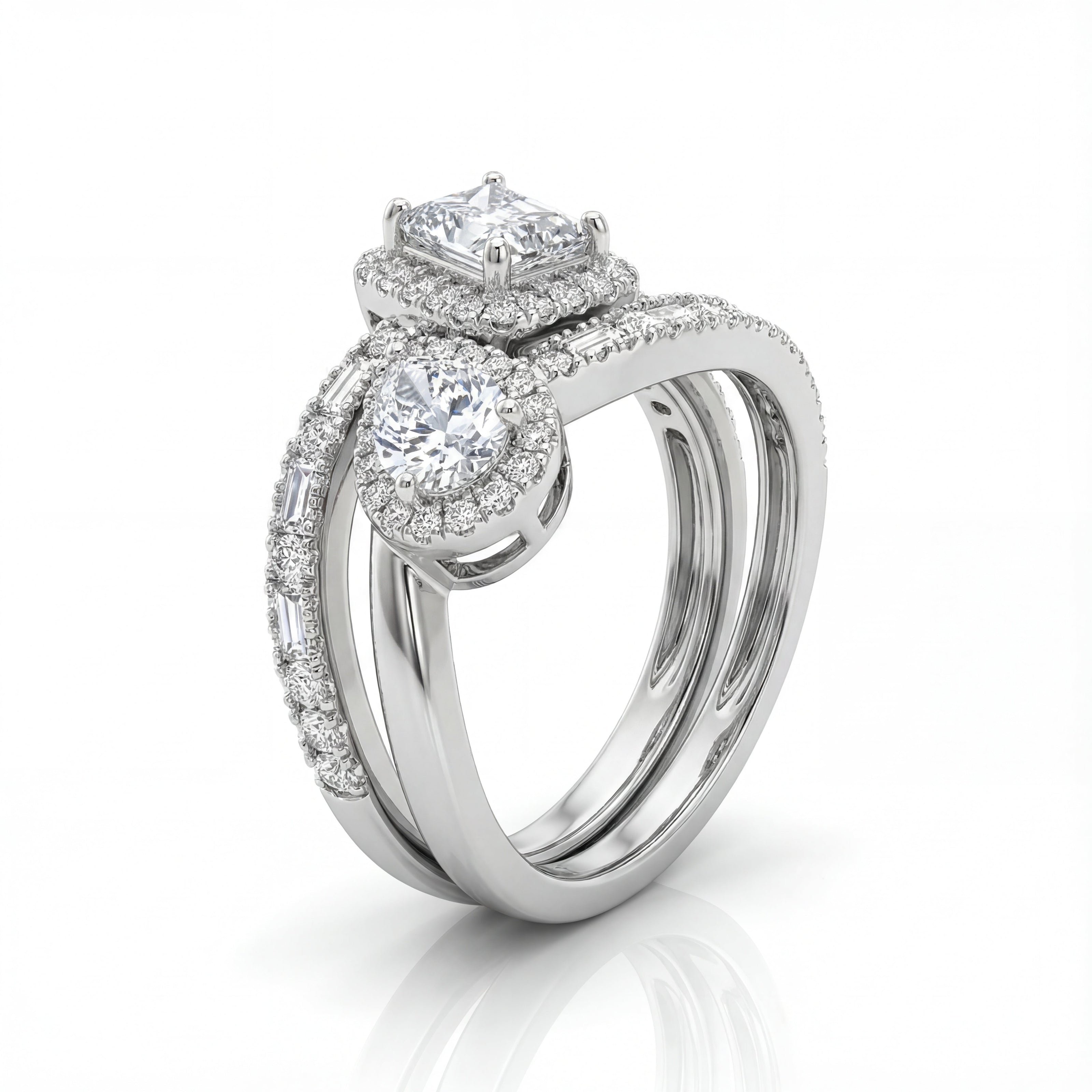 Twin Halo Duo Engagement Ring