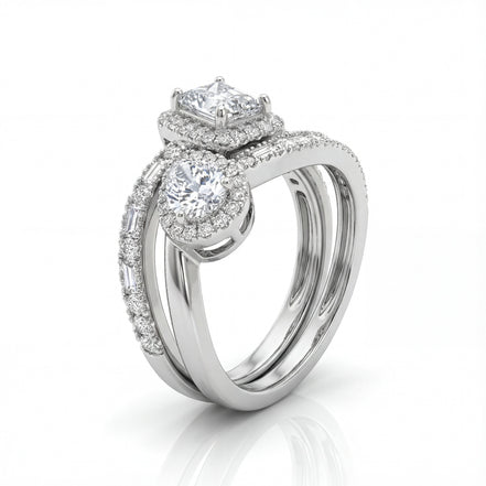 Twin Halo Duo Engagement Ring