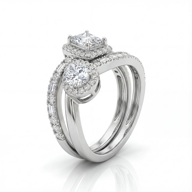Twin Halo Duo Engagement Ring