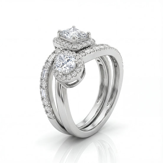 Twin Halo Duo Engagement Ring