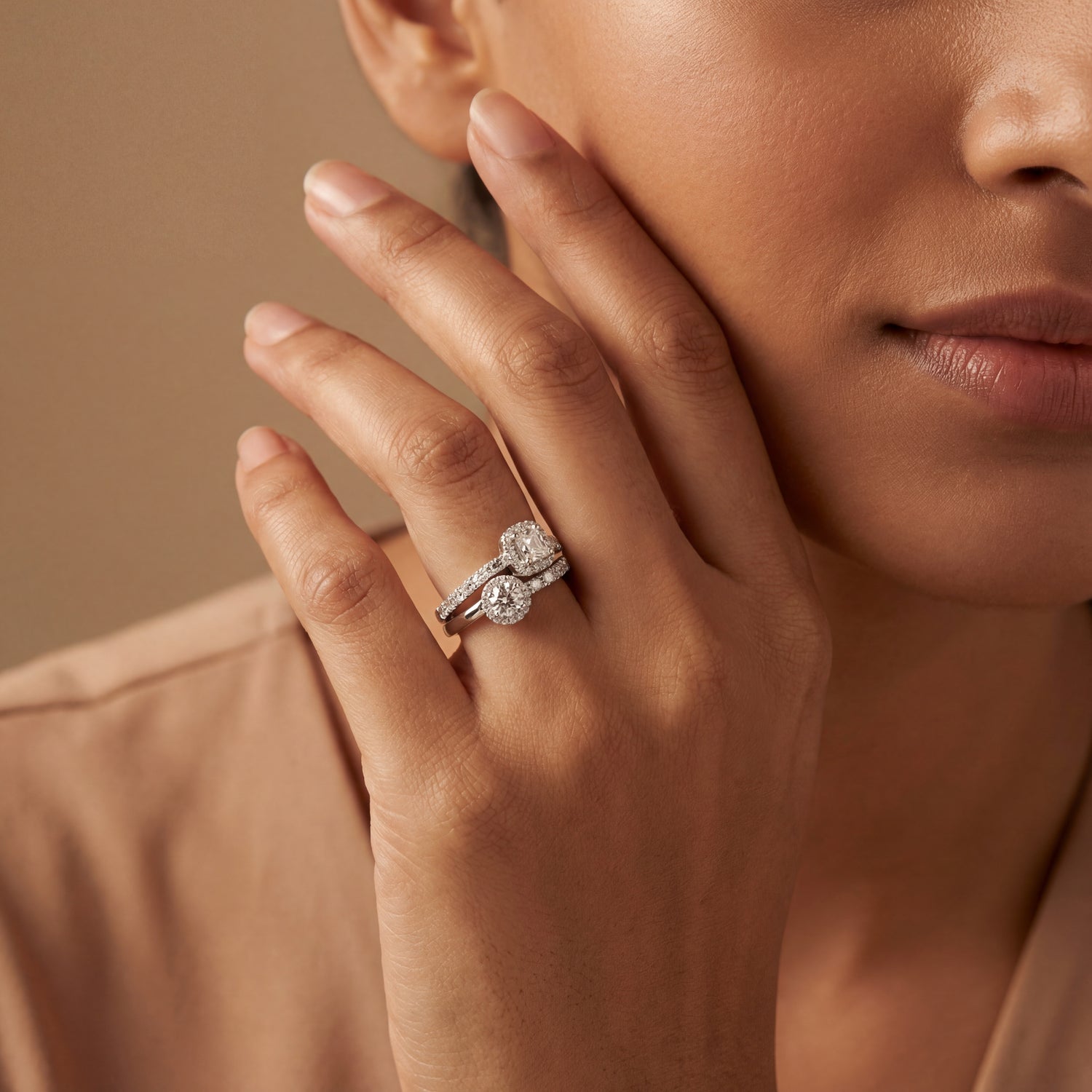 Twin Halo Duo Engagement Ring
